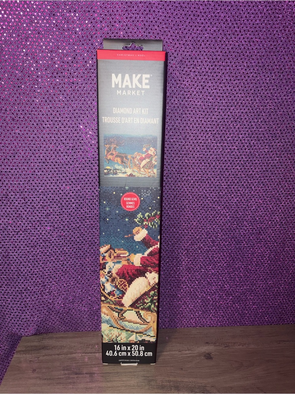 🆕💜 Makers Market Diamond Art Kit Santa Sleigh 16x20 Holiday Christmas Craft NEW